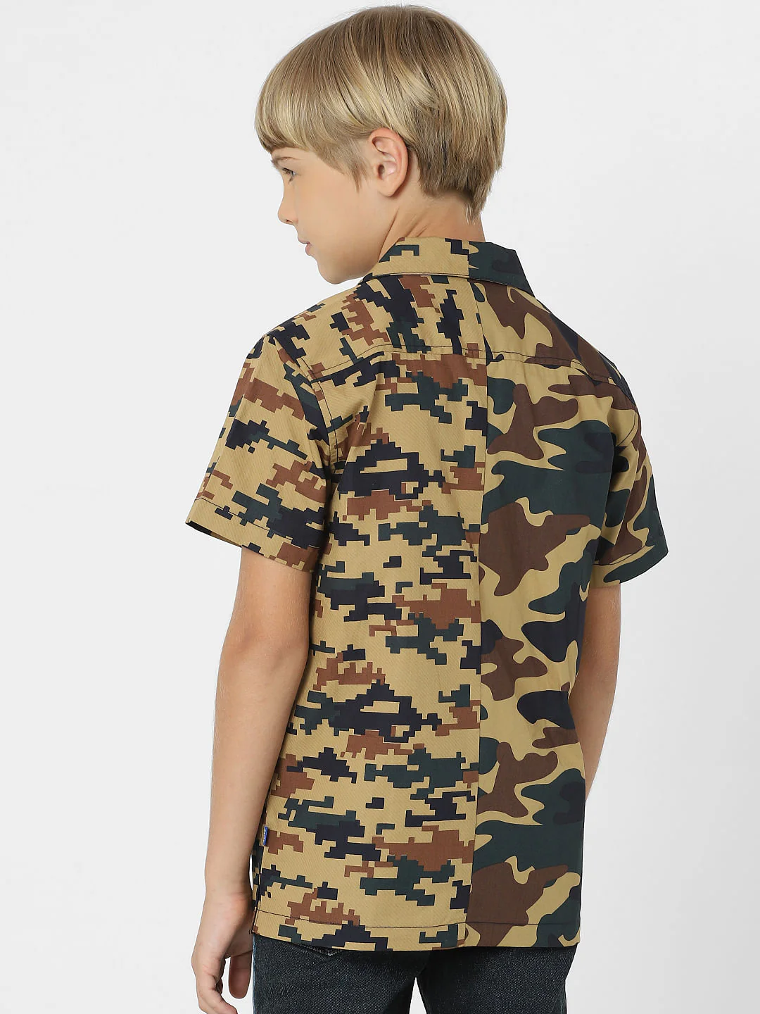 BOYS Brown Camo Print Short Sleeves Shirt - Image 4