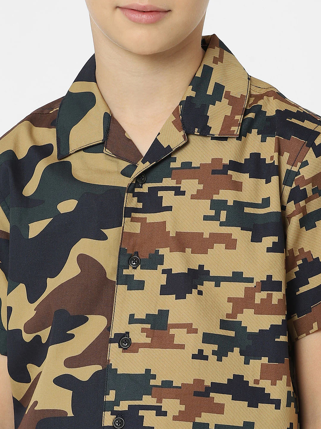 BOYS Brown Camo Print Short Sleeves Shirt - Image 5