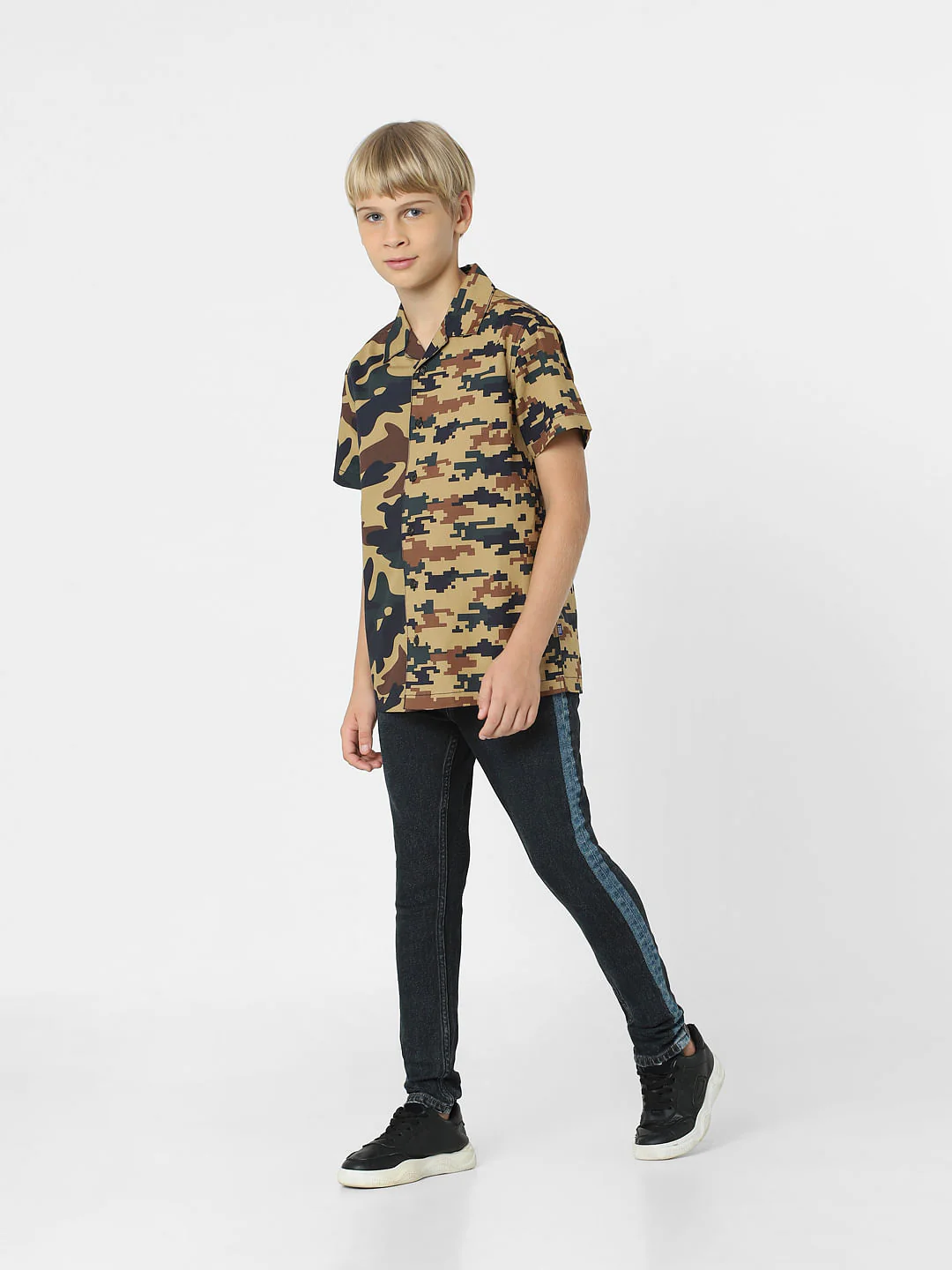 BOYS Brown Camo Print Short Sleeves Shirt - Image 6
