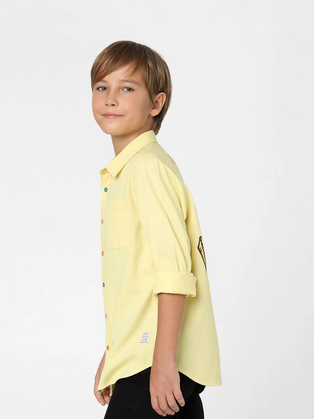 BOYS Yellow Printed Full Sleeves Shirt - Image 3