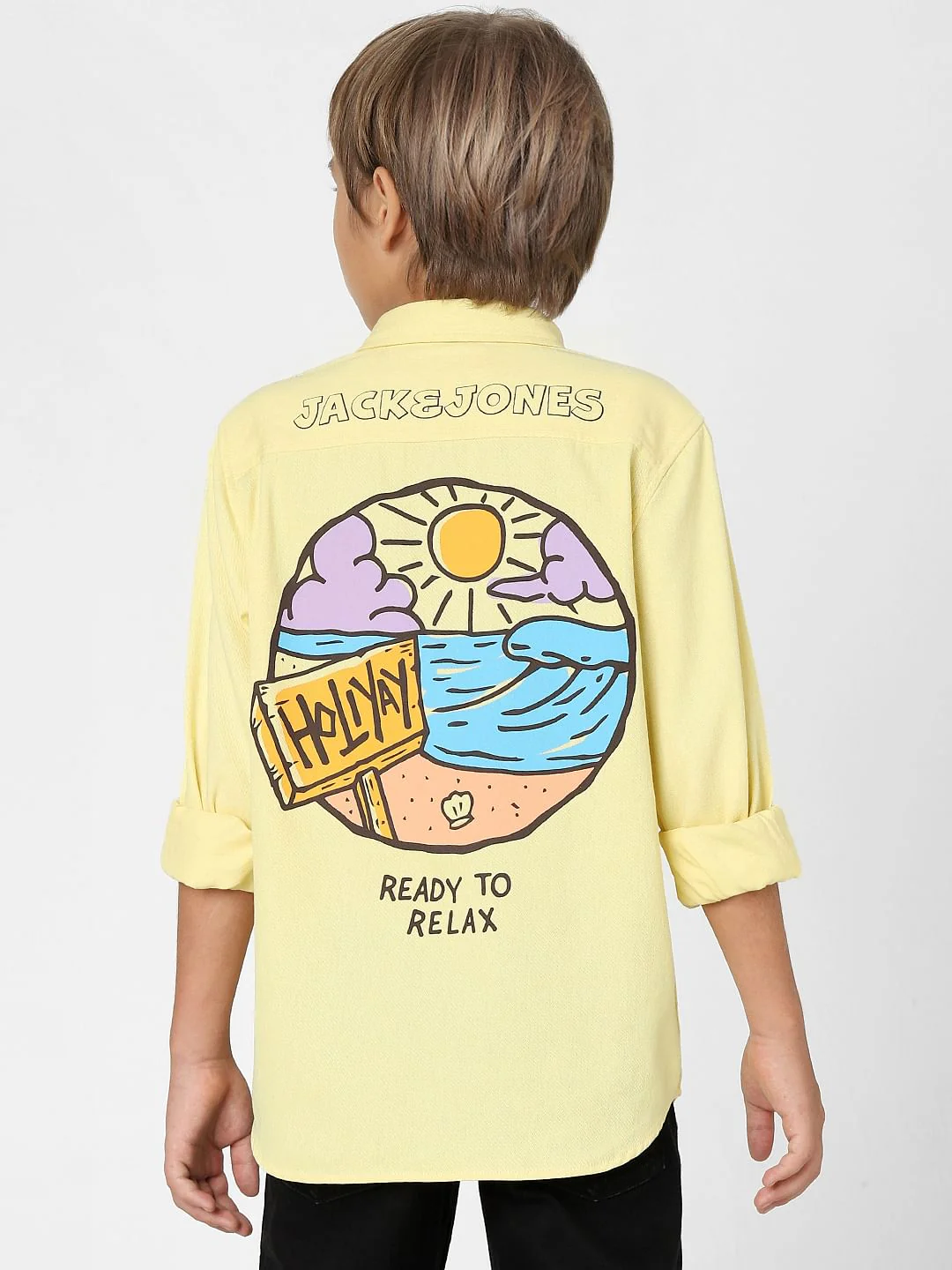 BOYS Yellow Printed Full Sleeves Shirt - Image 4