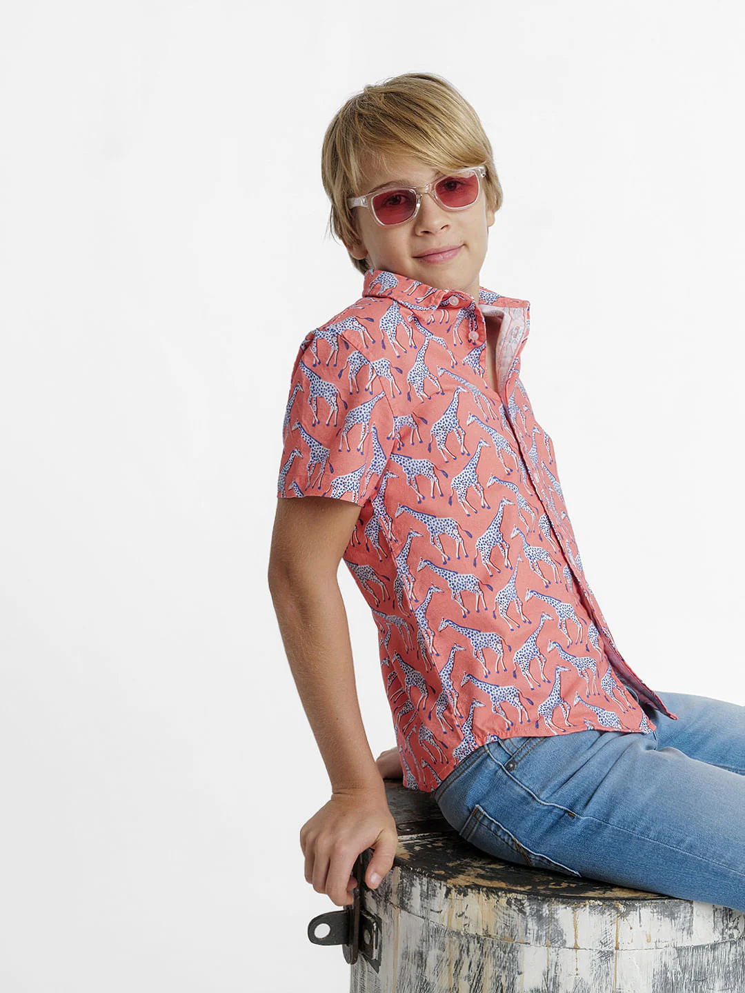Coral Printed Short Sleeves Shirt
