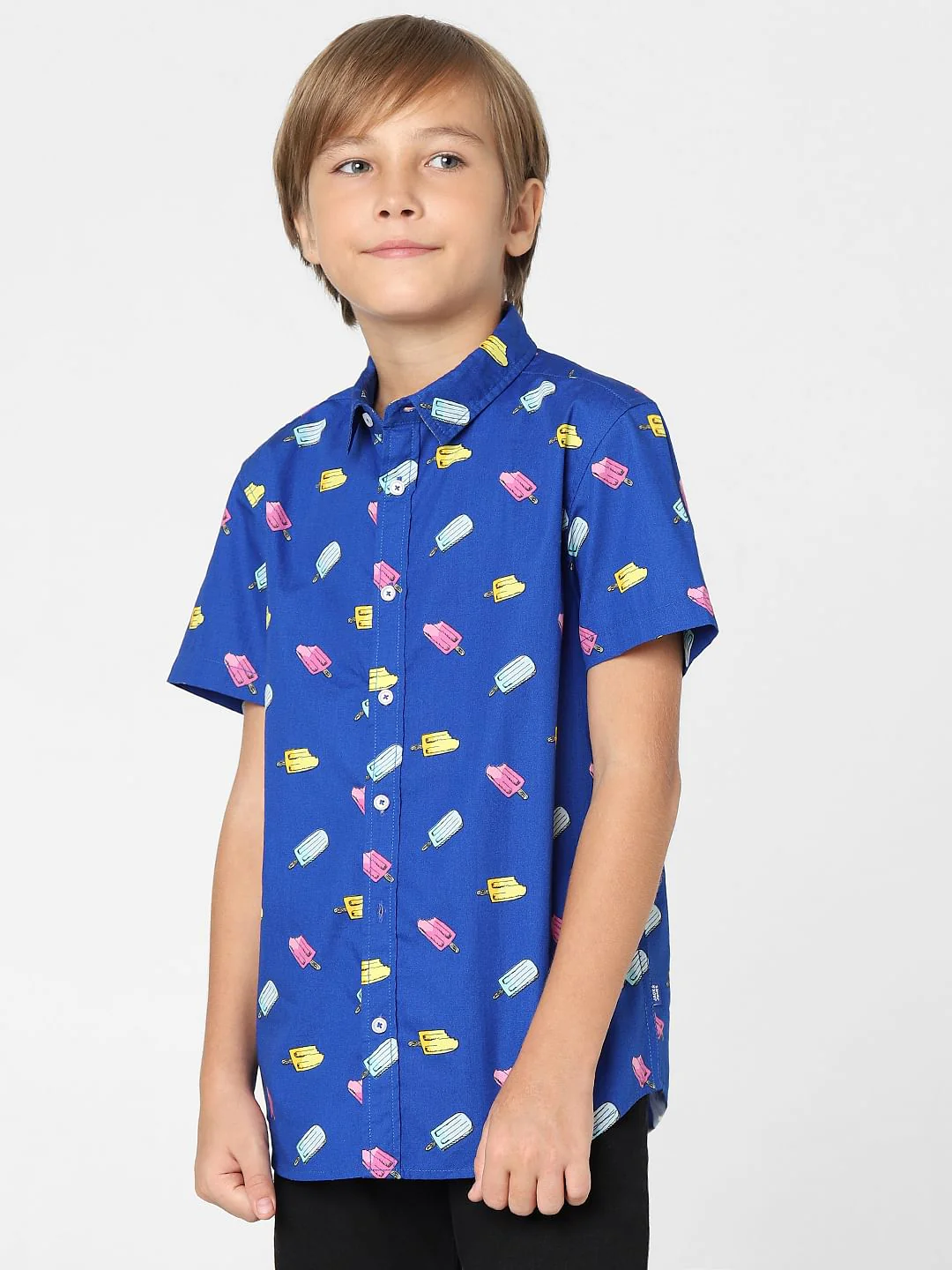 BOYS Blue Printed Short Sleeves Shirt - Image 2