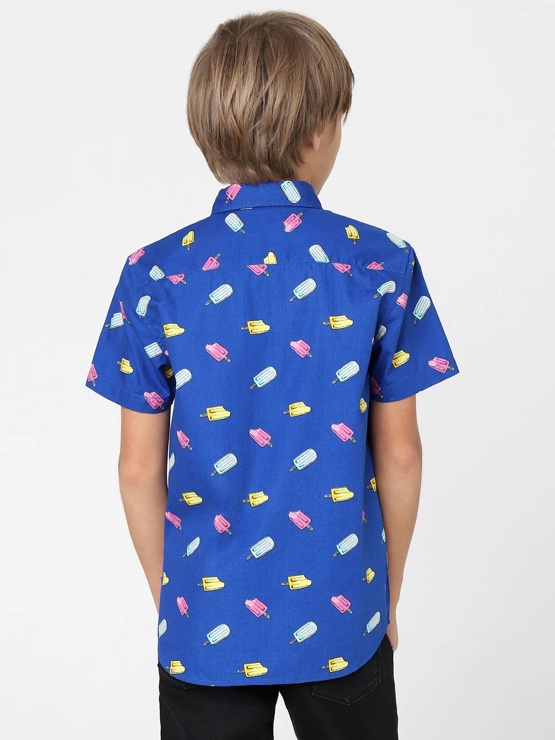 BOYS Blue Printed Short Sleeves Shirt - Image 4