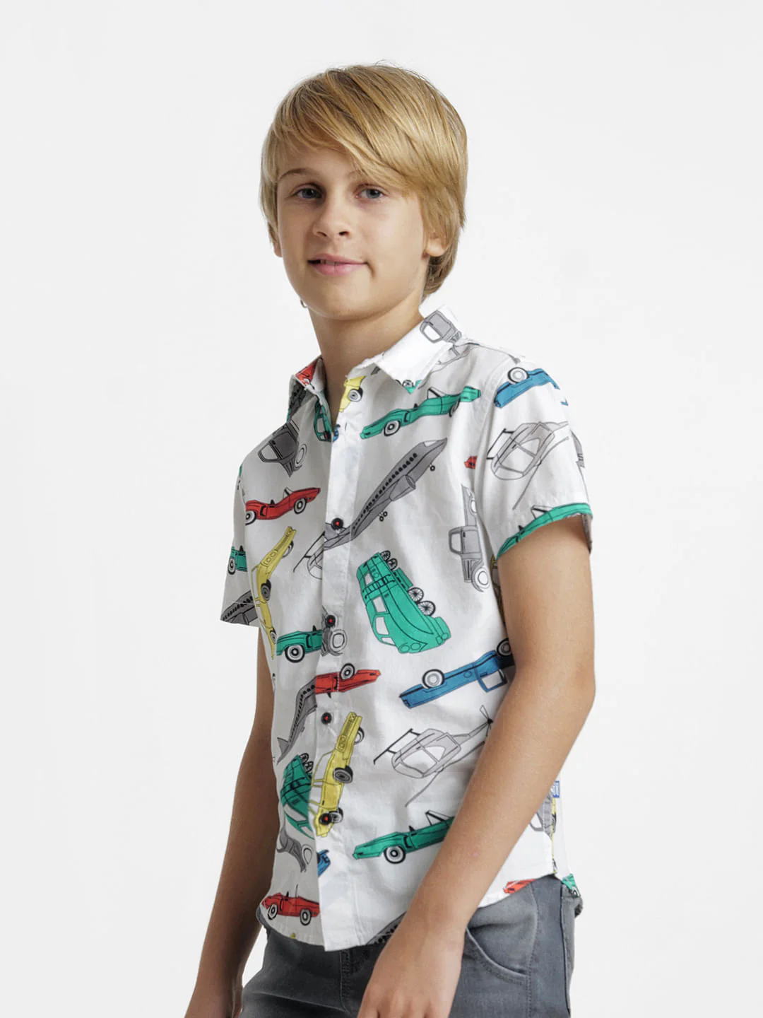 White Printed Short Sleeves Shirt - Image 3