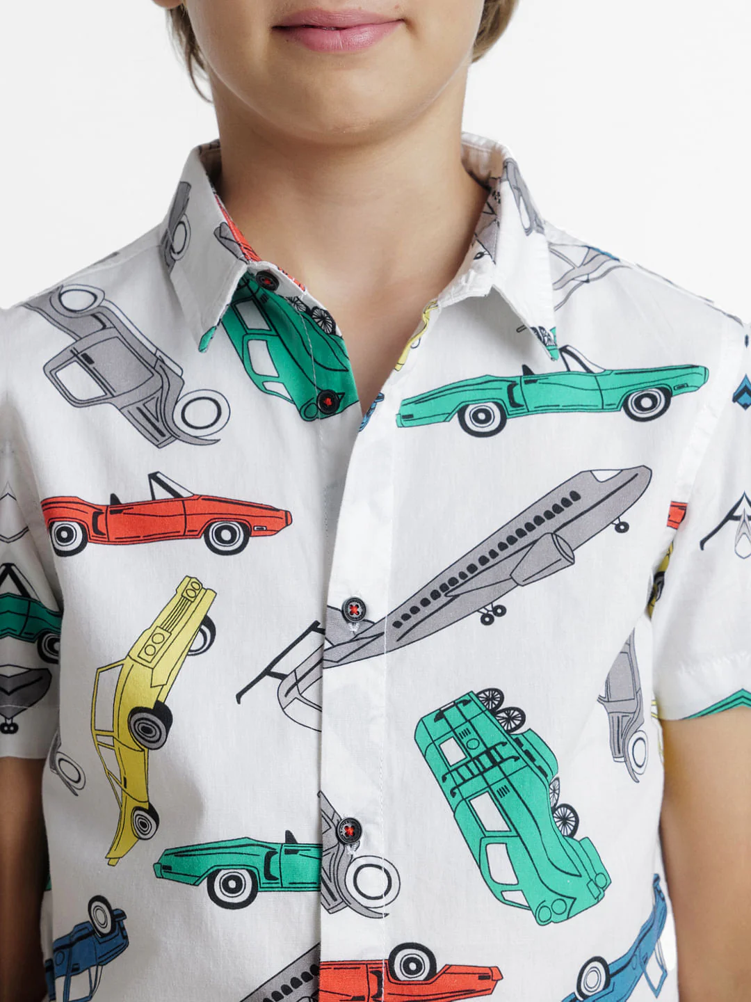 White Printed Short Sleeves Shirt - Image 5