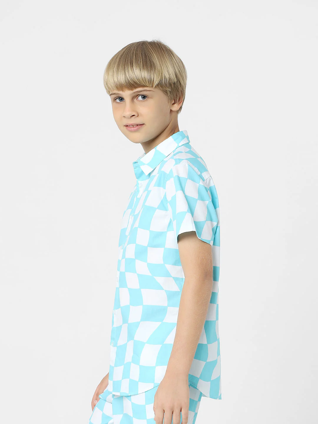 BOYS White Check Print Shirt - Image 3