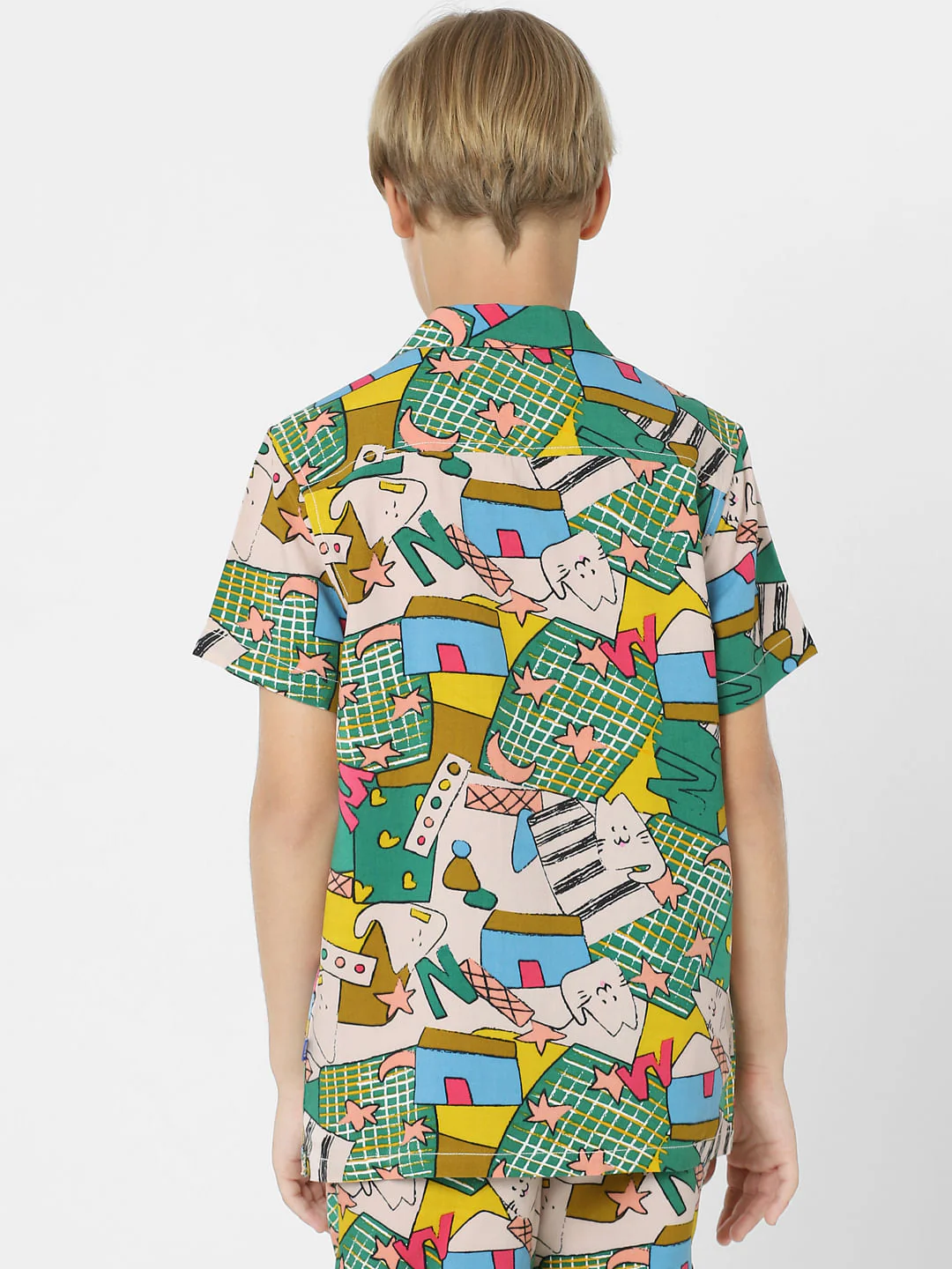 BOYS Green Printed Co-ord Set Shirts - Image 4