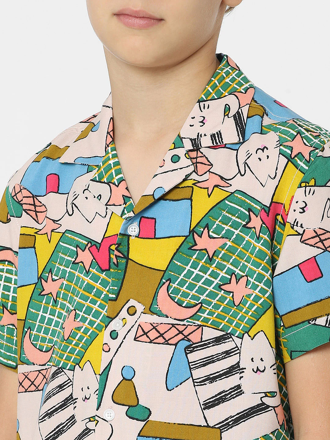 BOYS Green Printed Co-ord Set Shirts - Image 5
