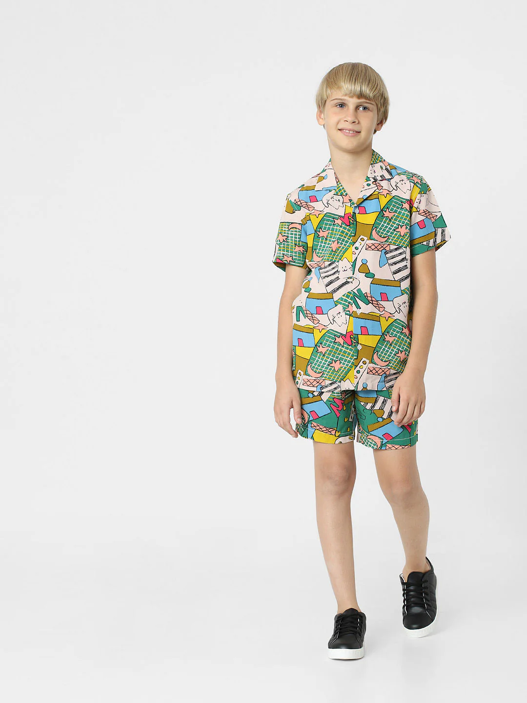 BOYS Green Printed Co-ord Set Shirts - Image 6