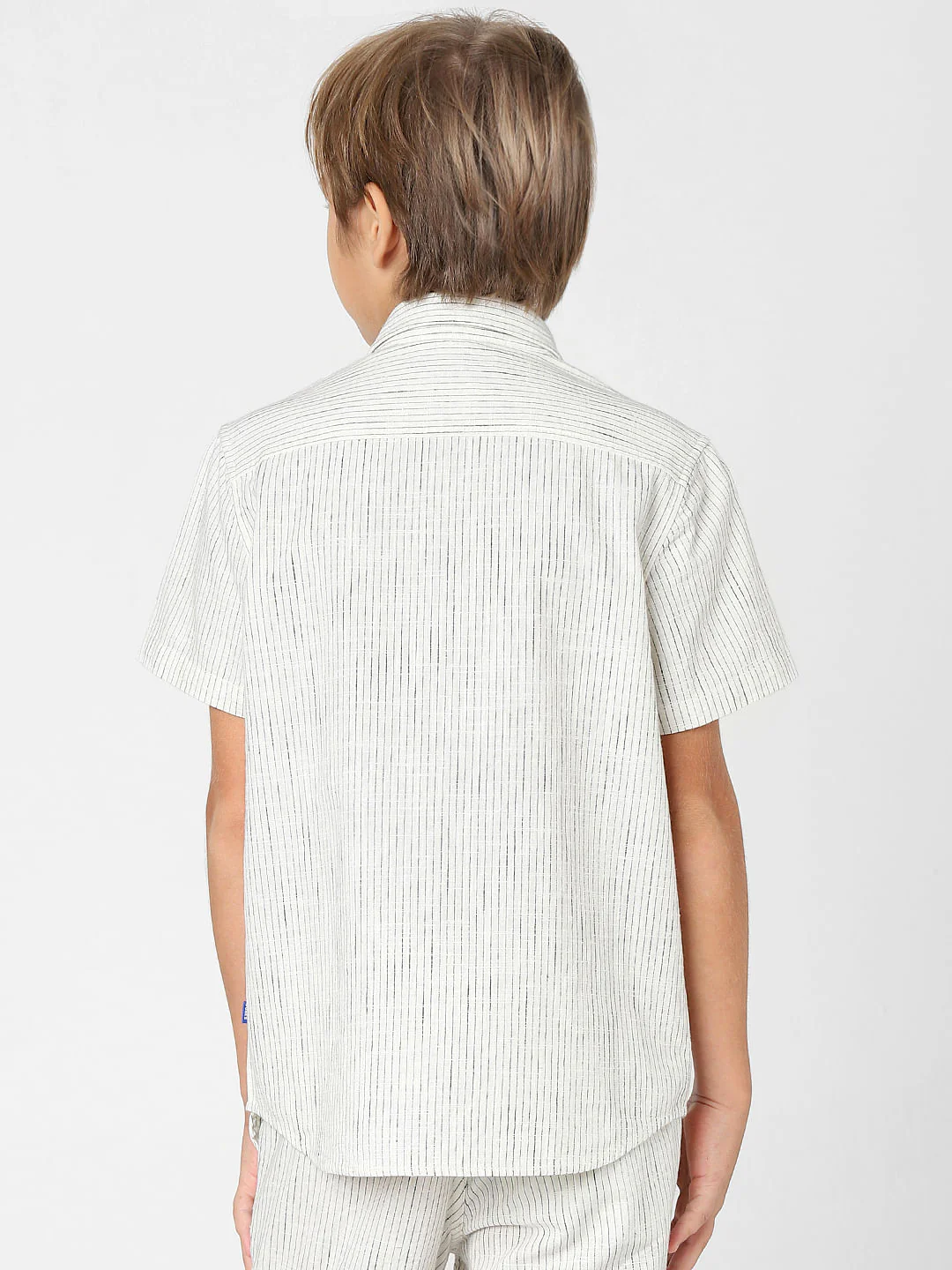 Boys White Striped Short Sleeves Shirt - Image 4