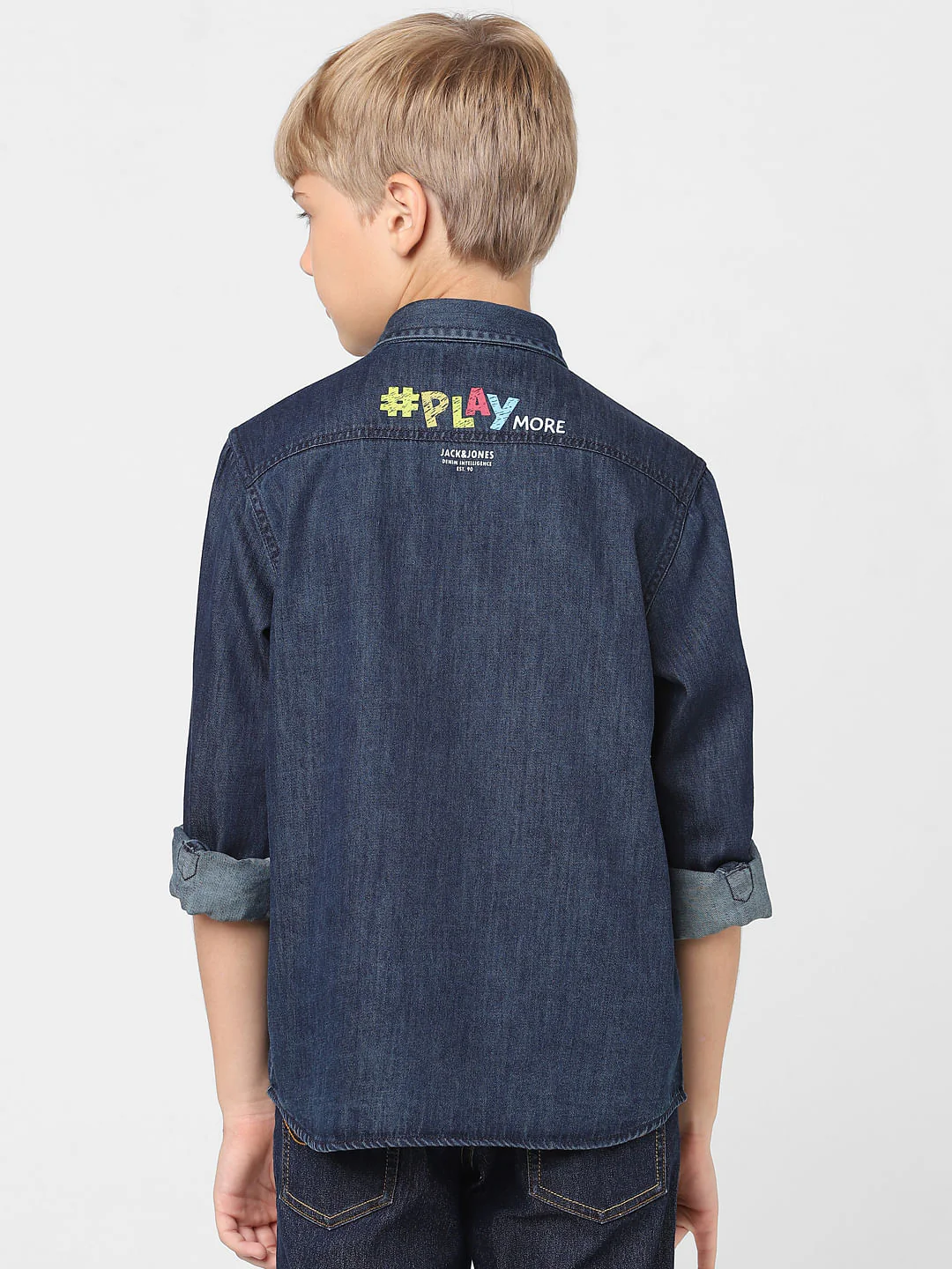 Boys Blue Denim Full Sleeves Shirt - Image 4