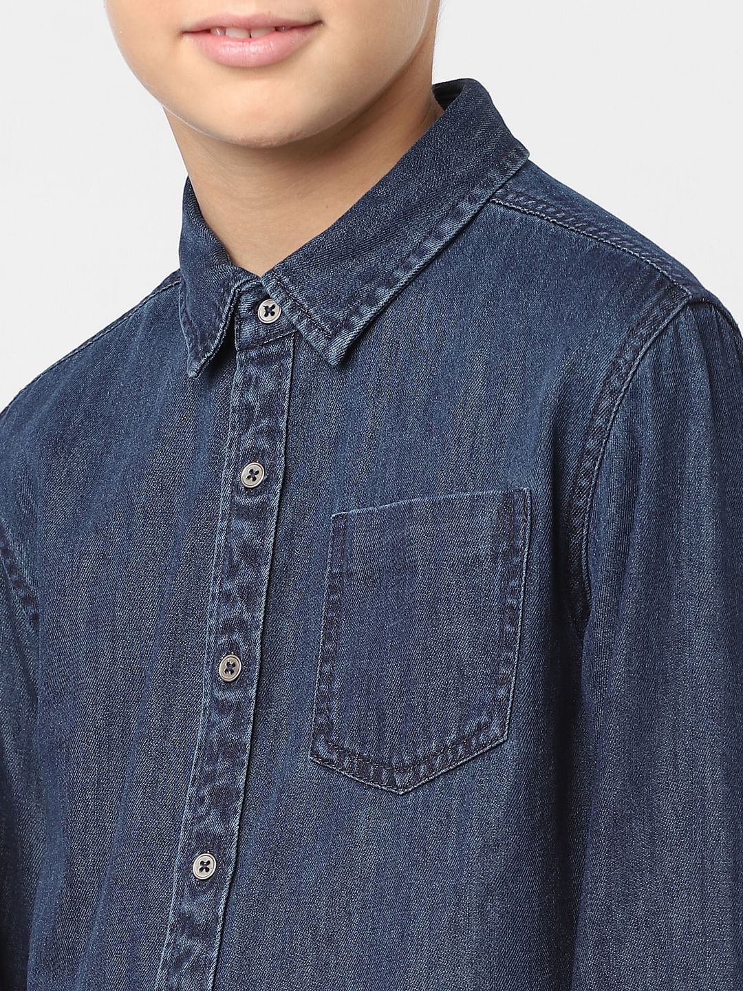 Boys Blue Denim Full Sleeves Shirt - Image 5