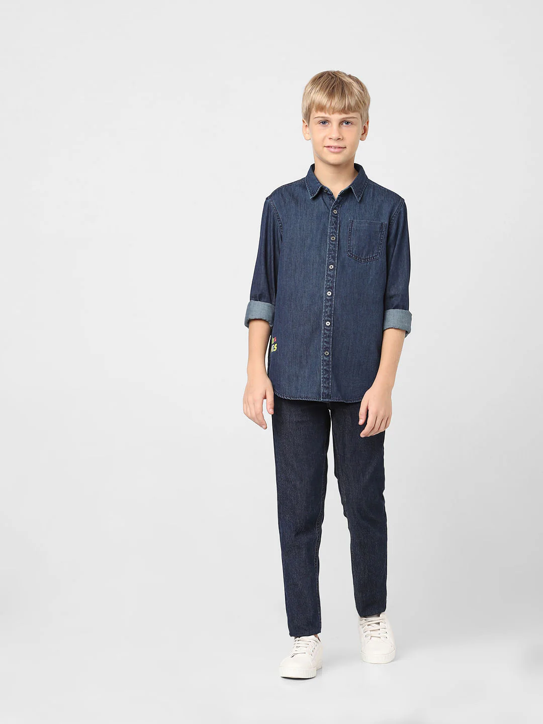 Boys Blue Denim Full Sleeves Shirt - Image 6
