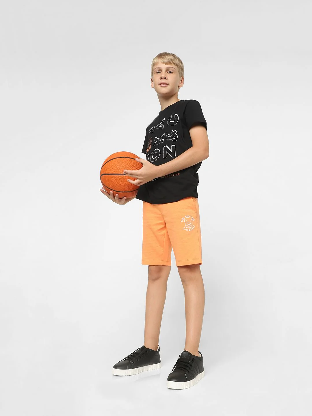 Boys Orange Mid Rise Sweatshorts