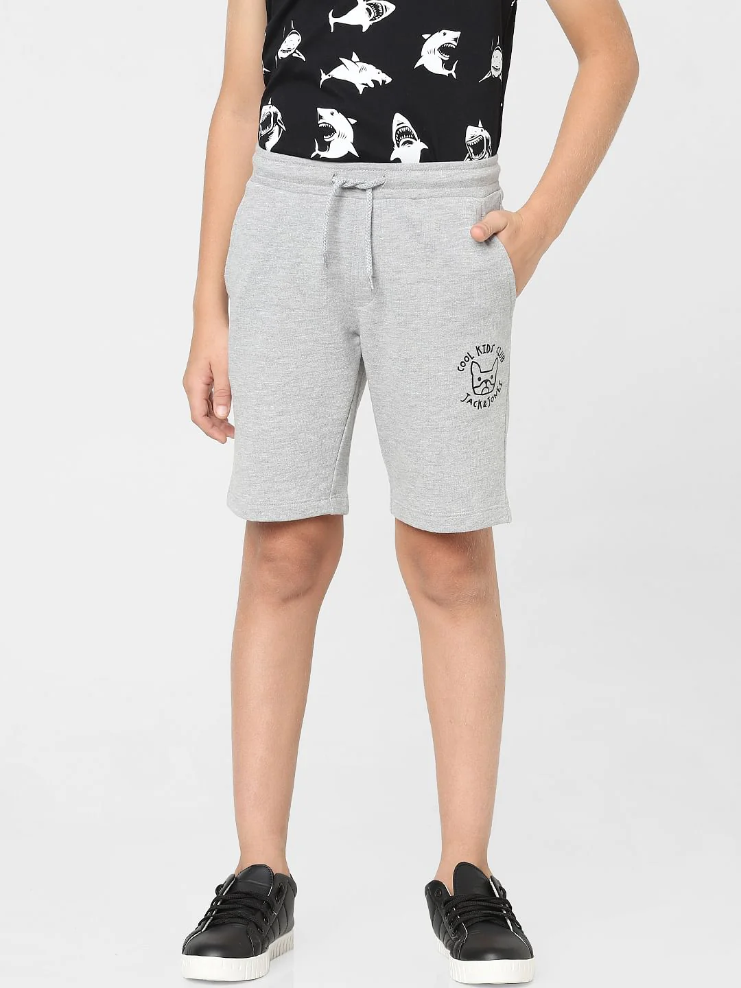 Boys Grey Mid Rise Sweatshorts - Image 2