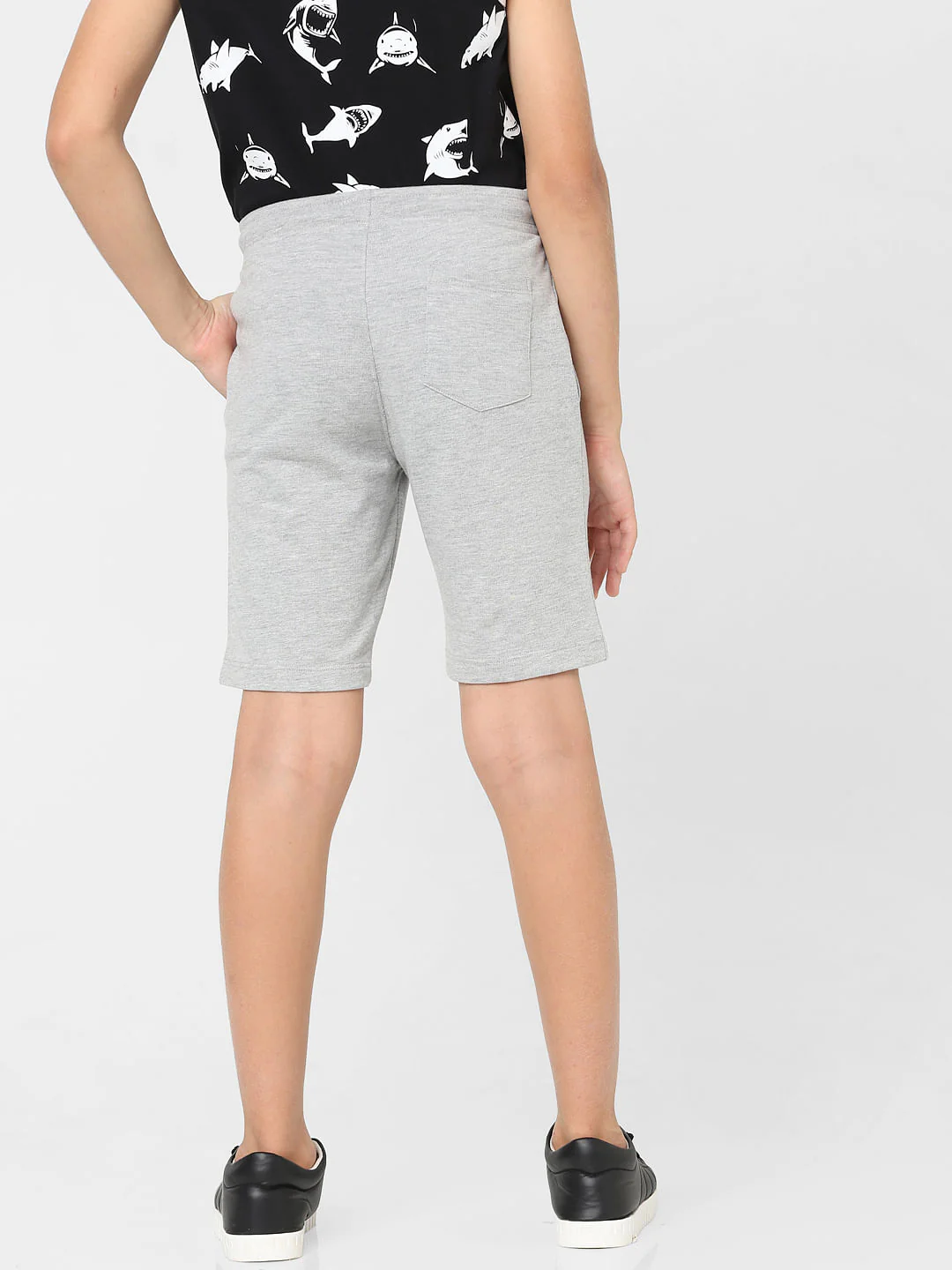 Boys Grey Mid Rise Sweatshorts - Image 4