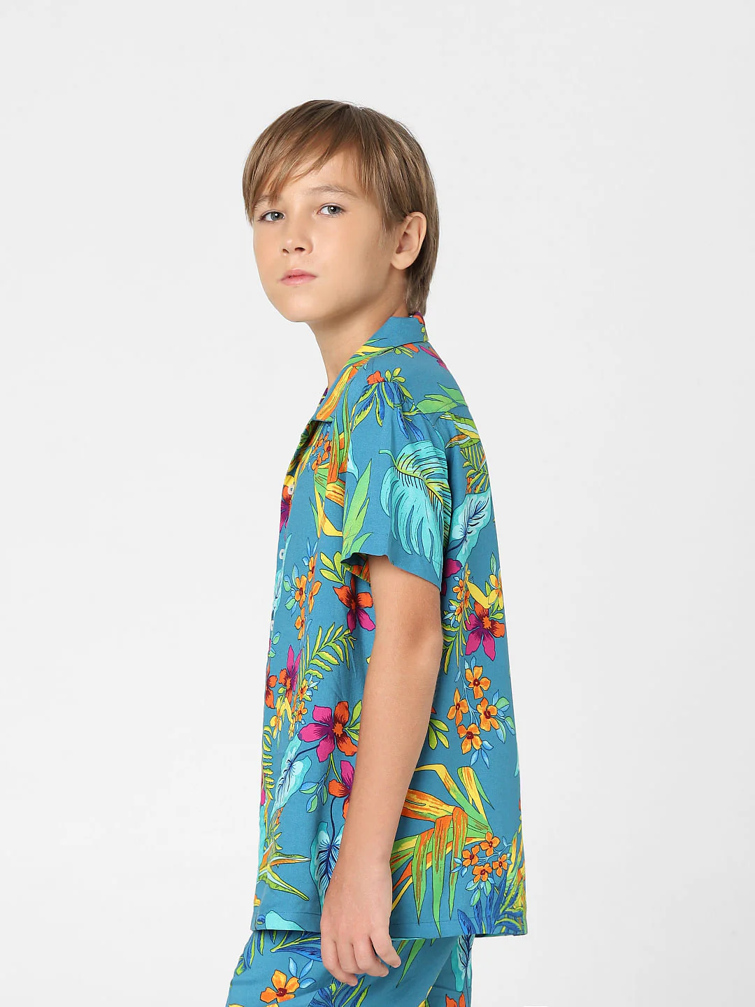 Boys Green Printed Short Sleeves Shirt - Image 2