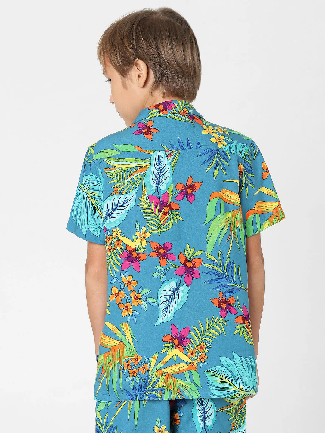 Boys Green Printed Short Sleeves Shirt - Image 3