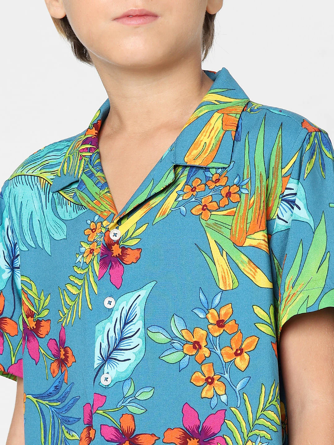 Boys Green Printed Short Sleeves Shirt - Image 4