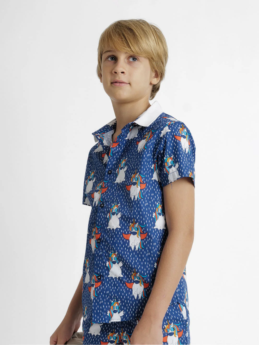 Blue Unicorn Print Co-ord Set Shirt - Image 3