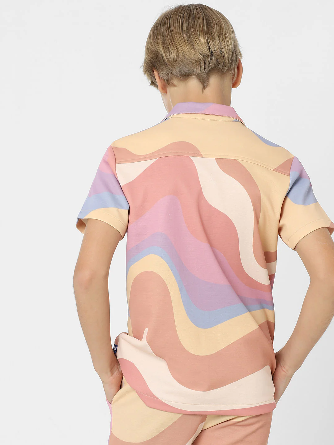 BOYS Pink Abstract Print Co-ord Set Shirt - Image 4