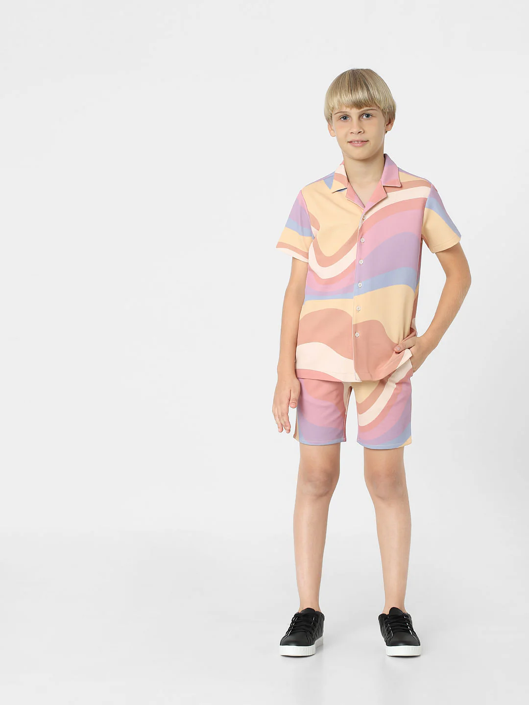 BOYS Pink Abstract Print Co-ord Set Shirt - Image 6
