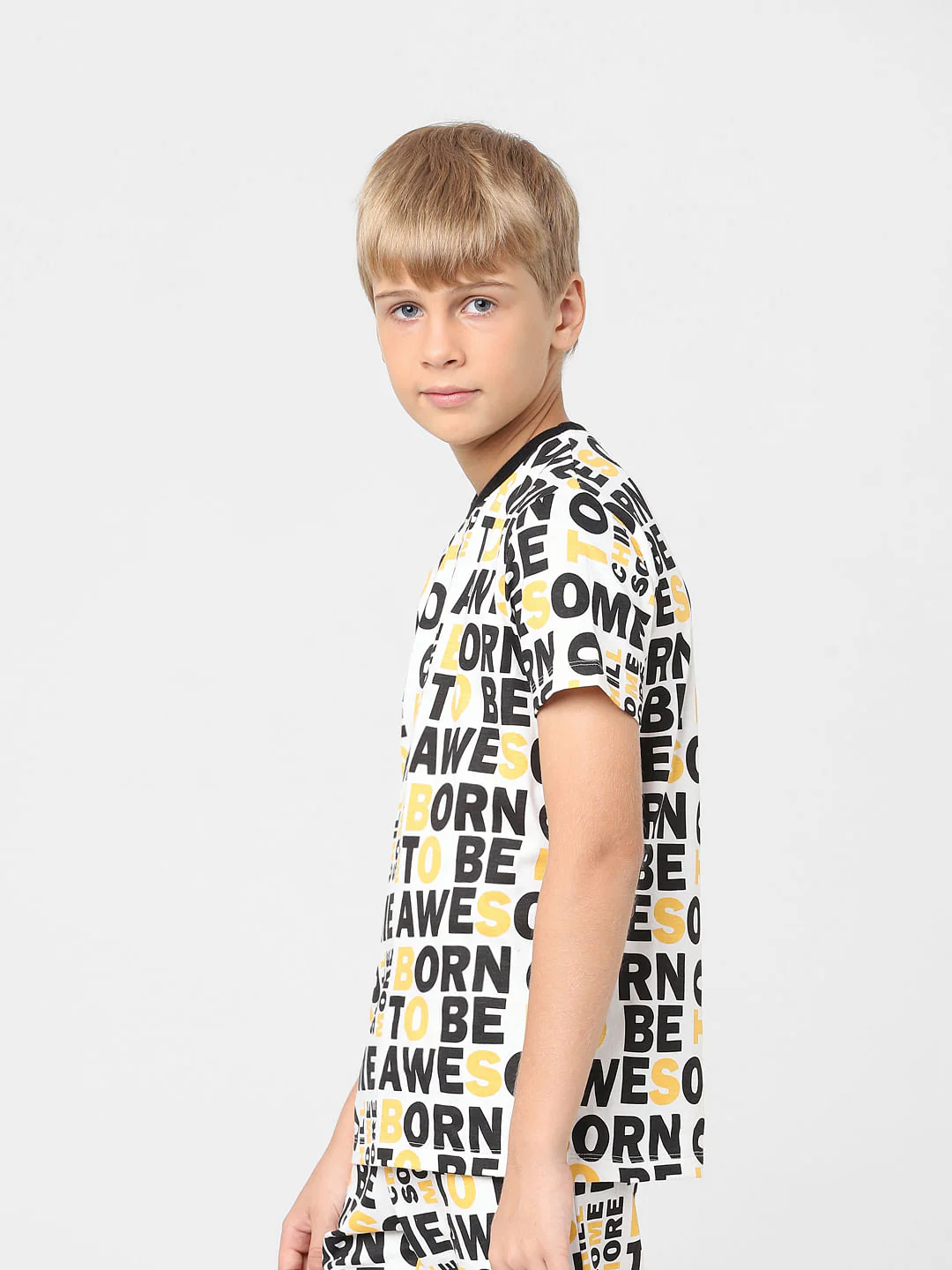 Boys White Printed Co-ord T-shirt - Image 3