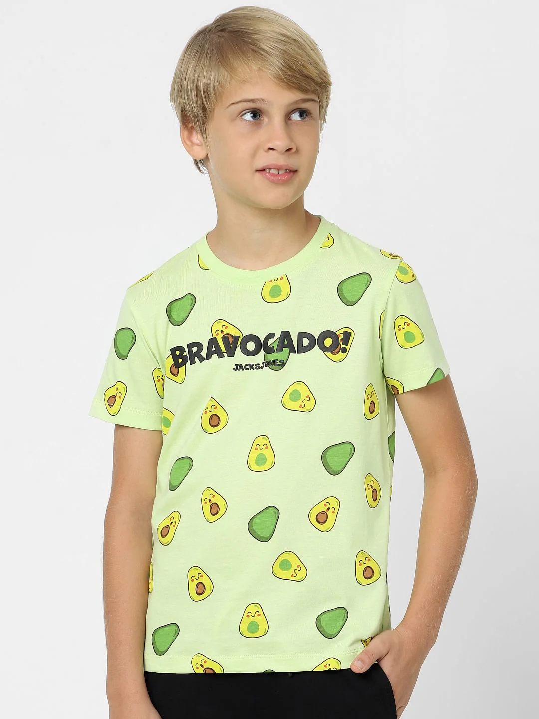 Boys Green Avocado Print Crew Neck T-shirt - Image 2