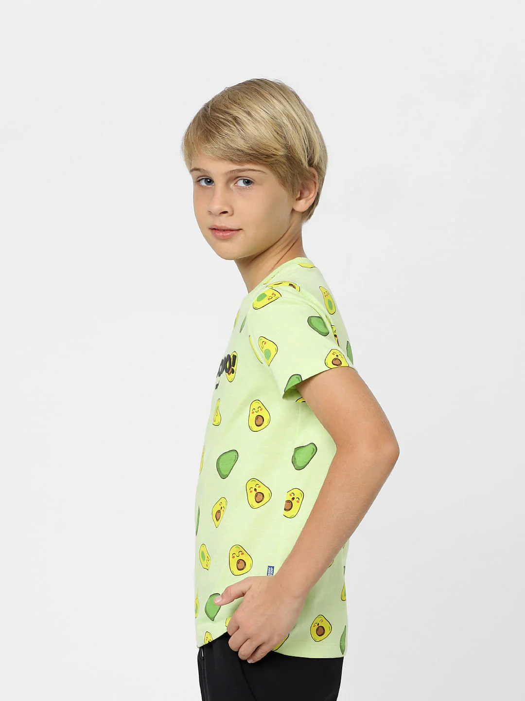 Boys Green Avocado Print Crew Neck T-shirt - Image 3