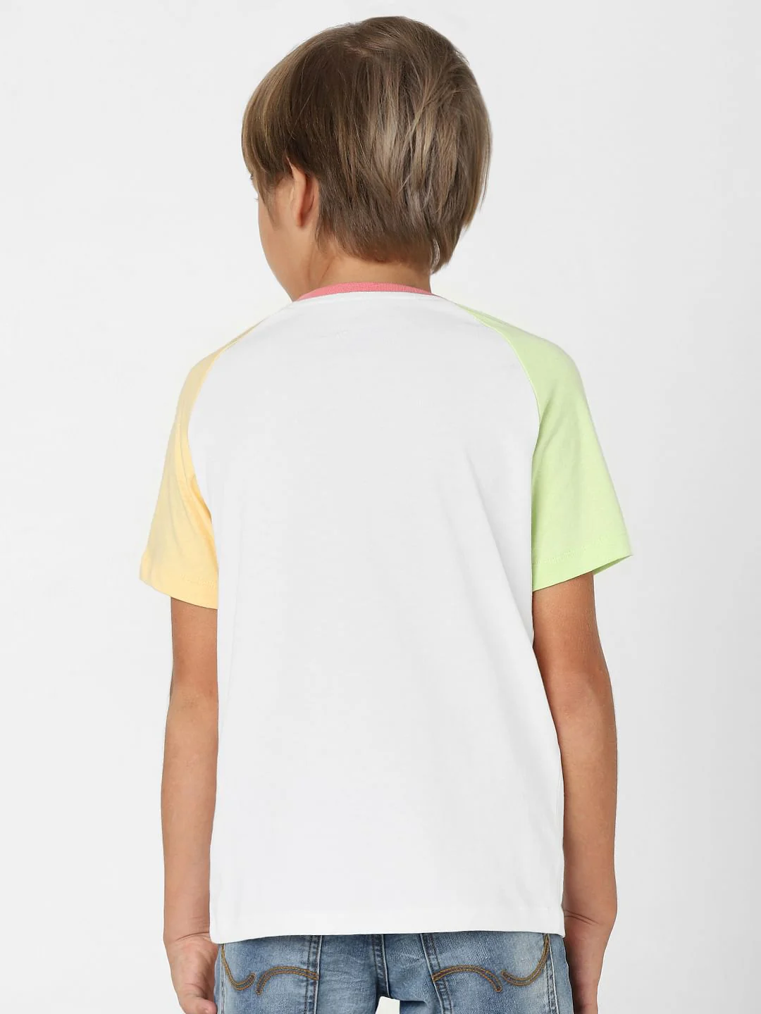 Boys White Colourblocked Crew Neck T-shirt - Image 4