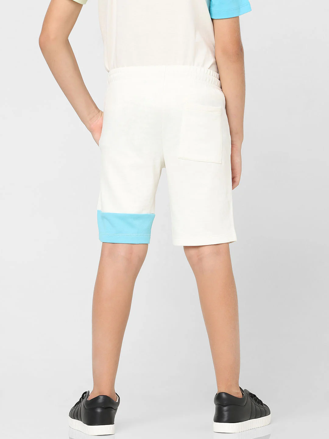 Boys Beige Colourblocked Co-ord Shorts - Image 4