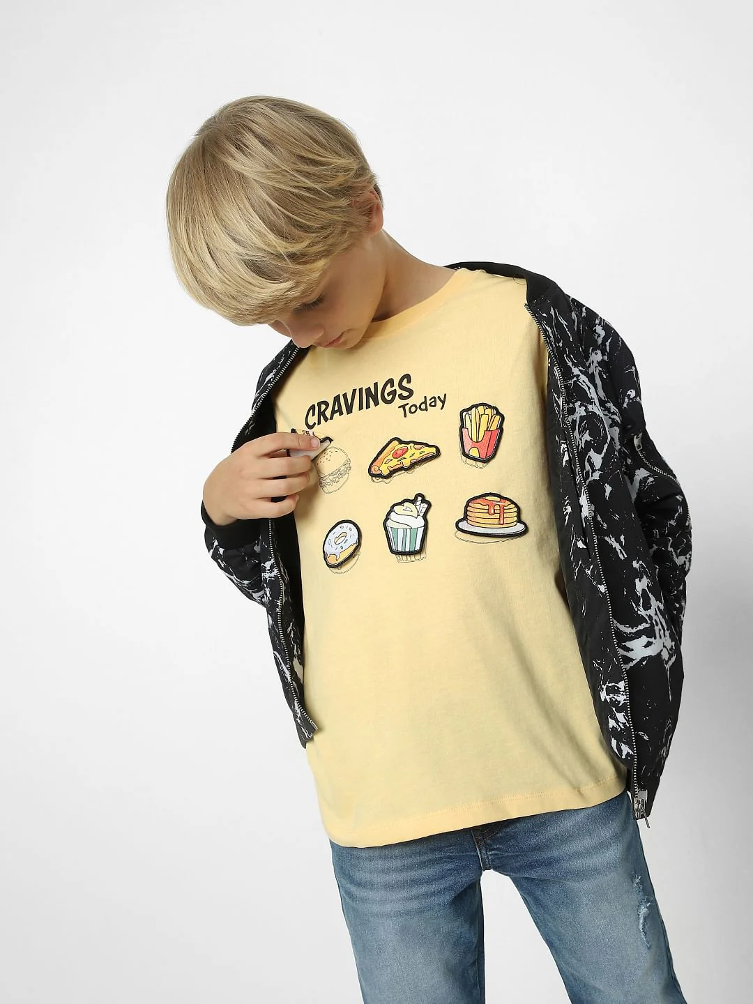 Boys Beige Graphic Print T-shirt