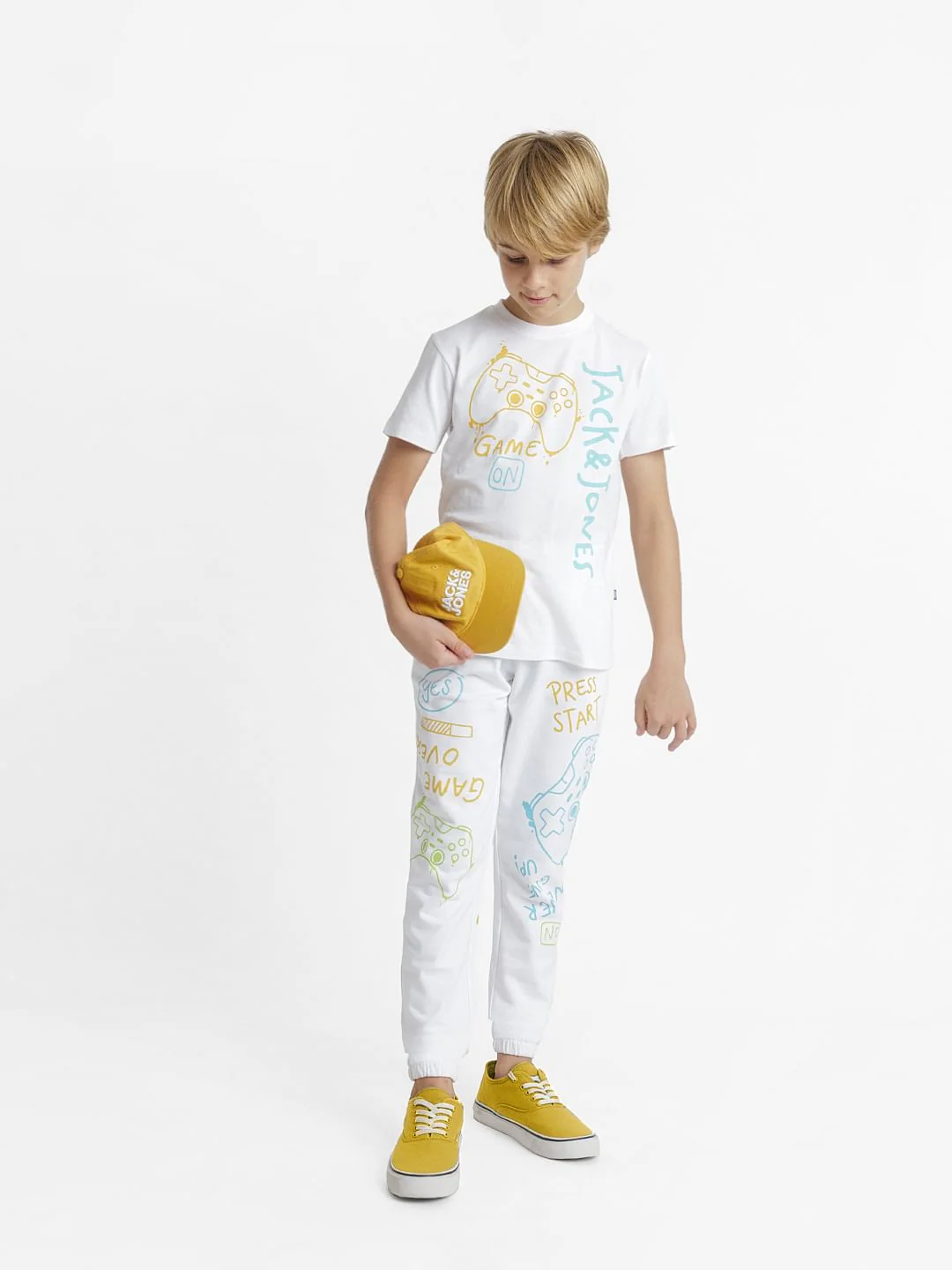 White Gamer Print Co-ord Set T-shirt