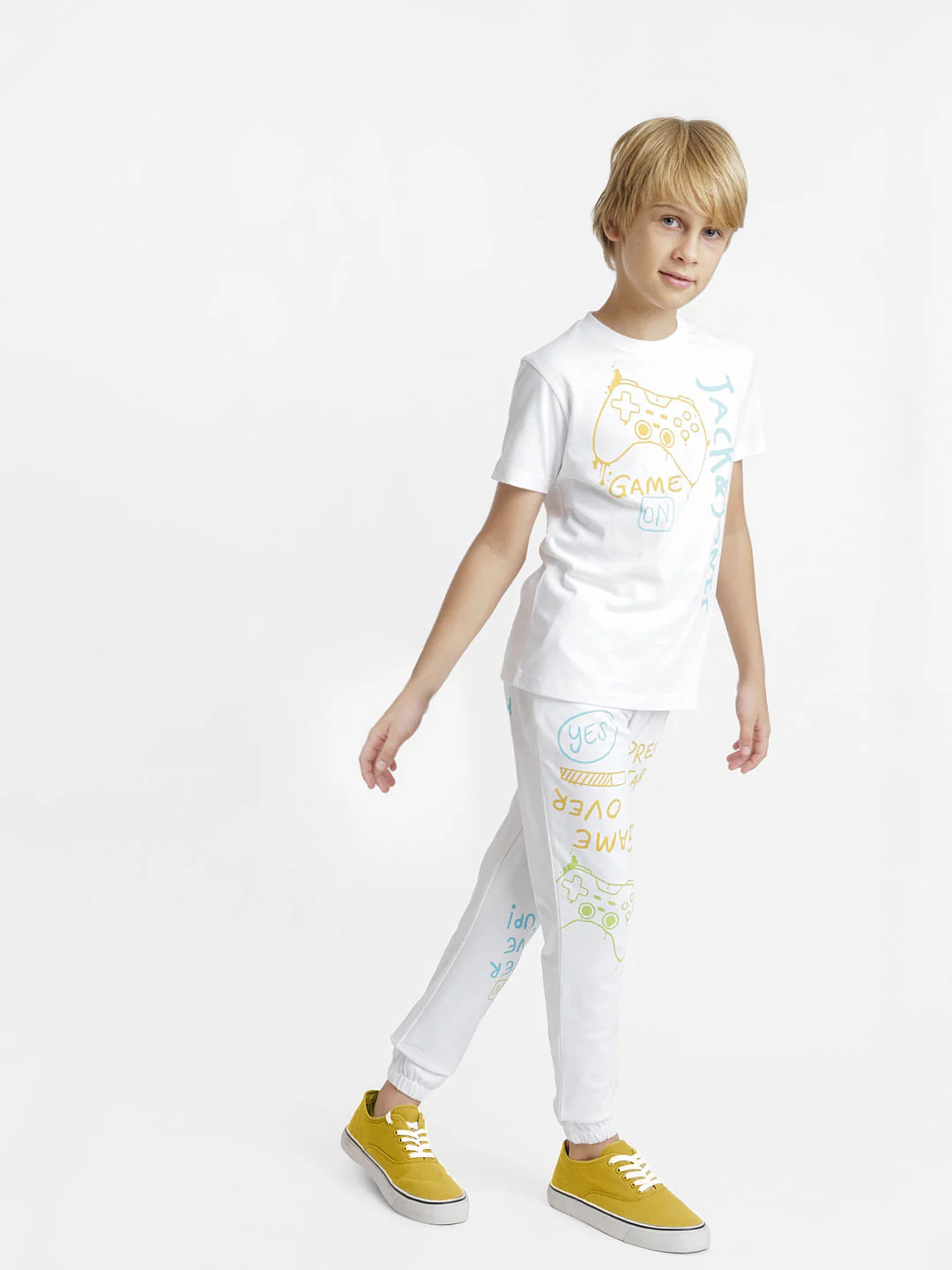 White Gamer Print Co-ord Set T-shirt - Image 6