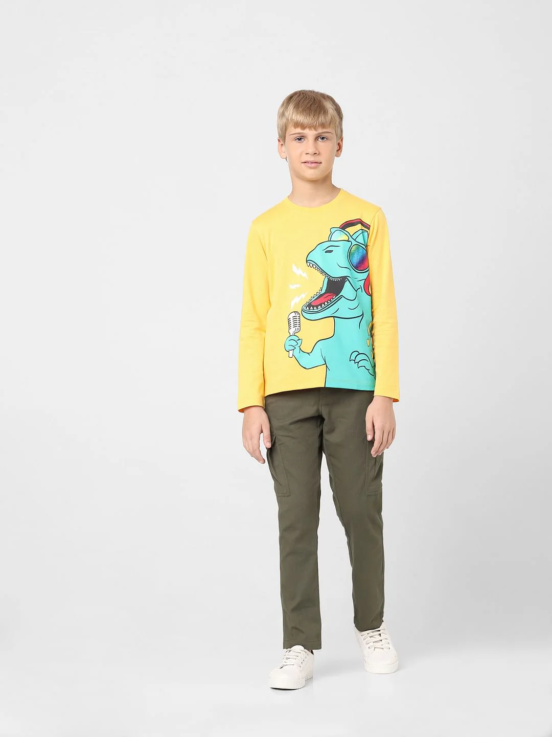 Boys Yellow Dino Print T-shirt - Image 6