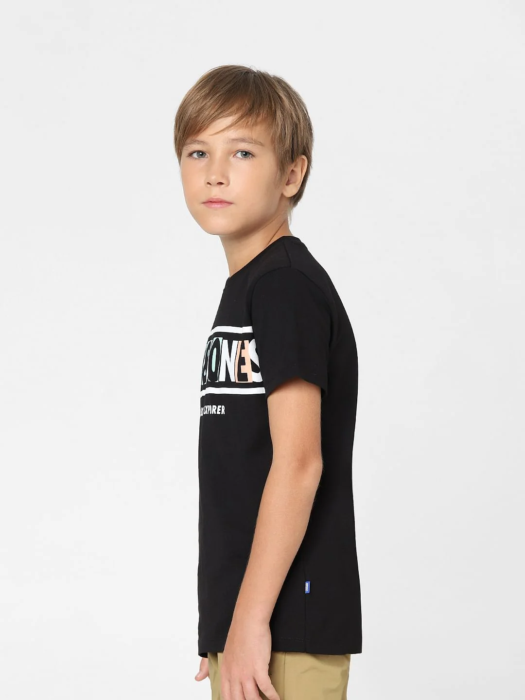 Boys Black Logo Print Crew Neck T-shirt - Image 3