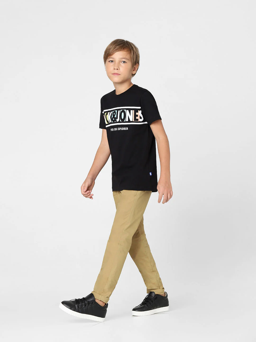Boys Black Logo Print Crew Neck T-shirt - Image 6