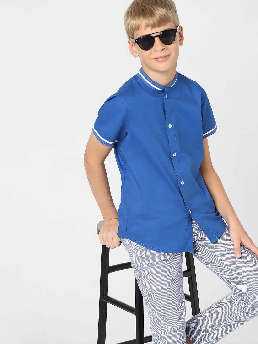 Boys Blue Short Sleeves Shirt