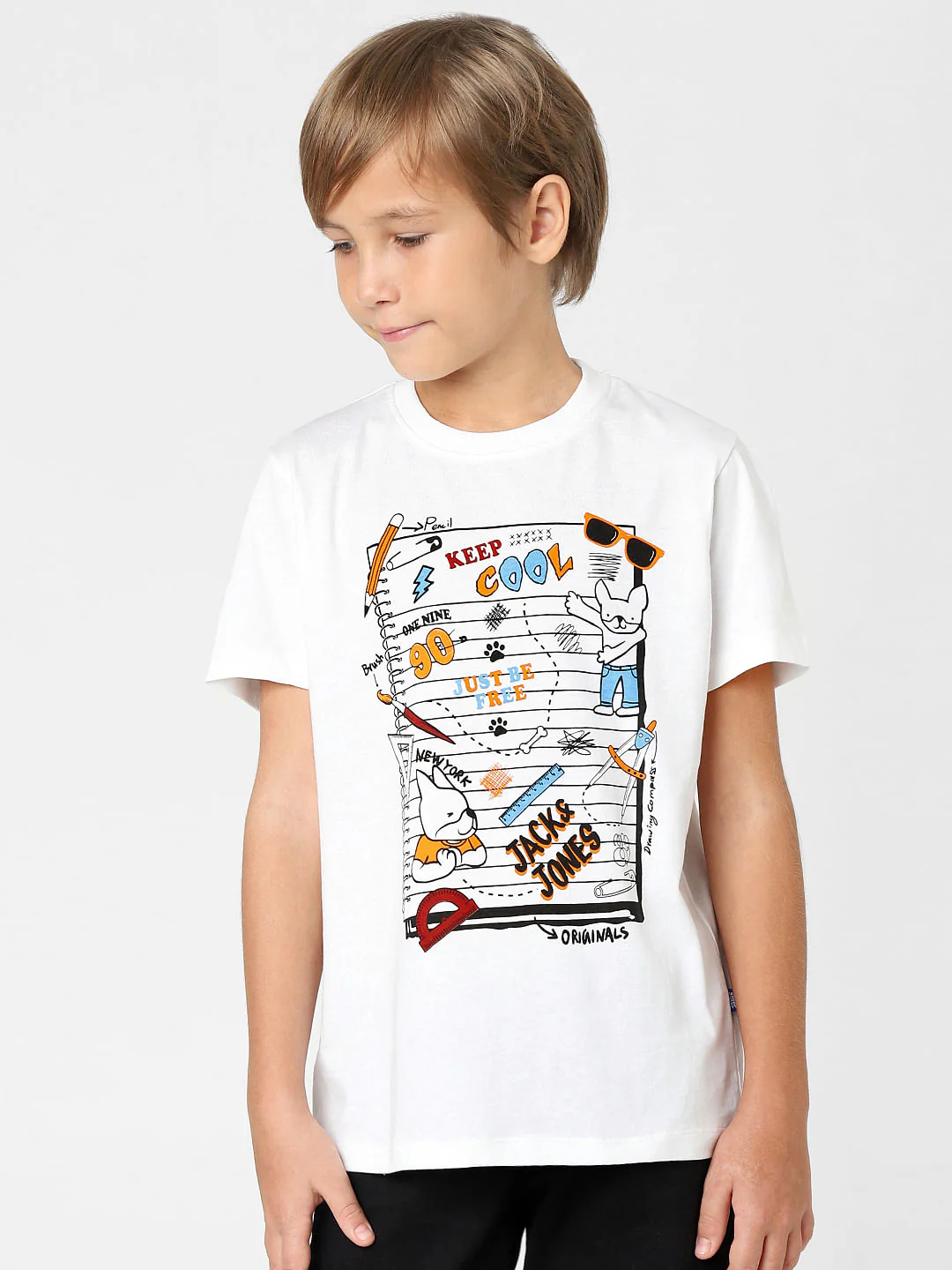 BOYS White Graphic Print Crew Neck T-shirt - Image 2