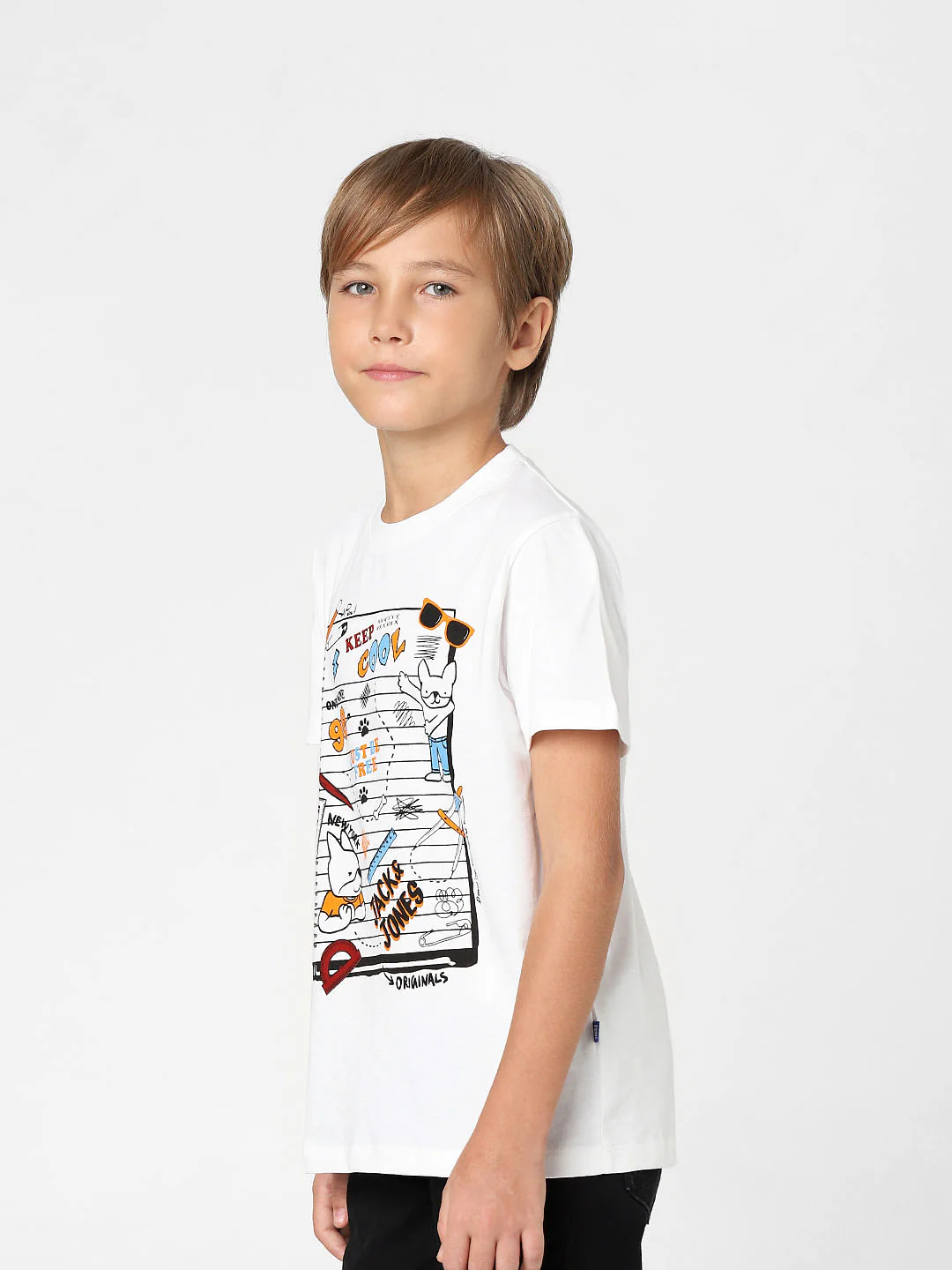 BOYS White Graphic Print Crew Neck T-shirt - Image 3