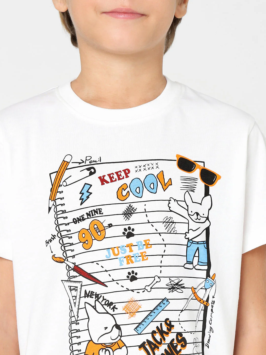 BOYS White Graphic Print Crew Neck T-shirt - Image 5