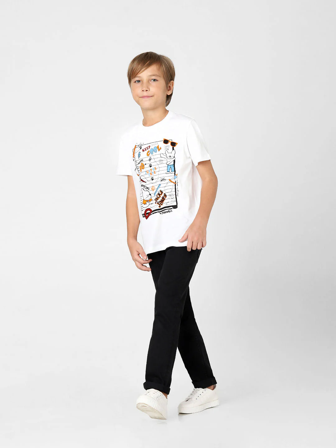 BOYS White Graphic Print Crew Neck T-shirt - Image 6