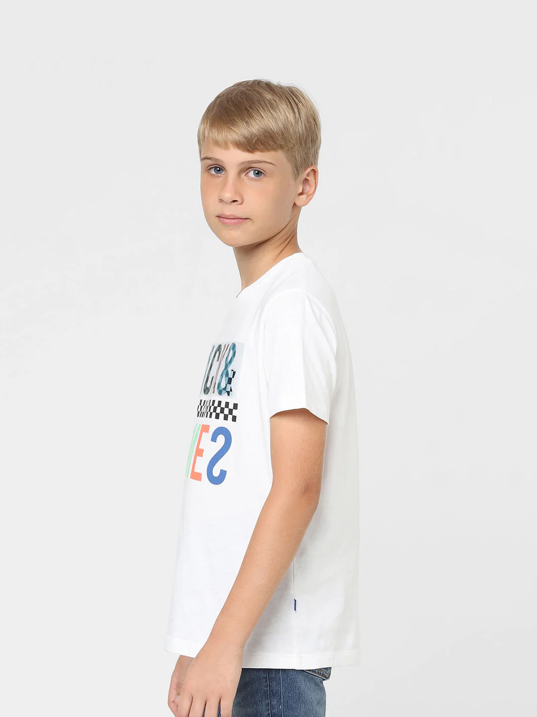 Boys White Logo Print Crew Neck T-shirt - Image 3