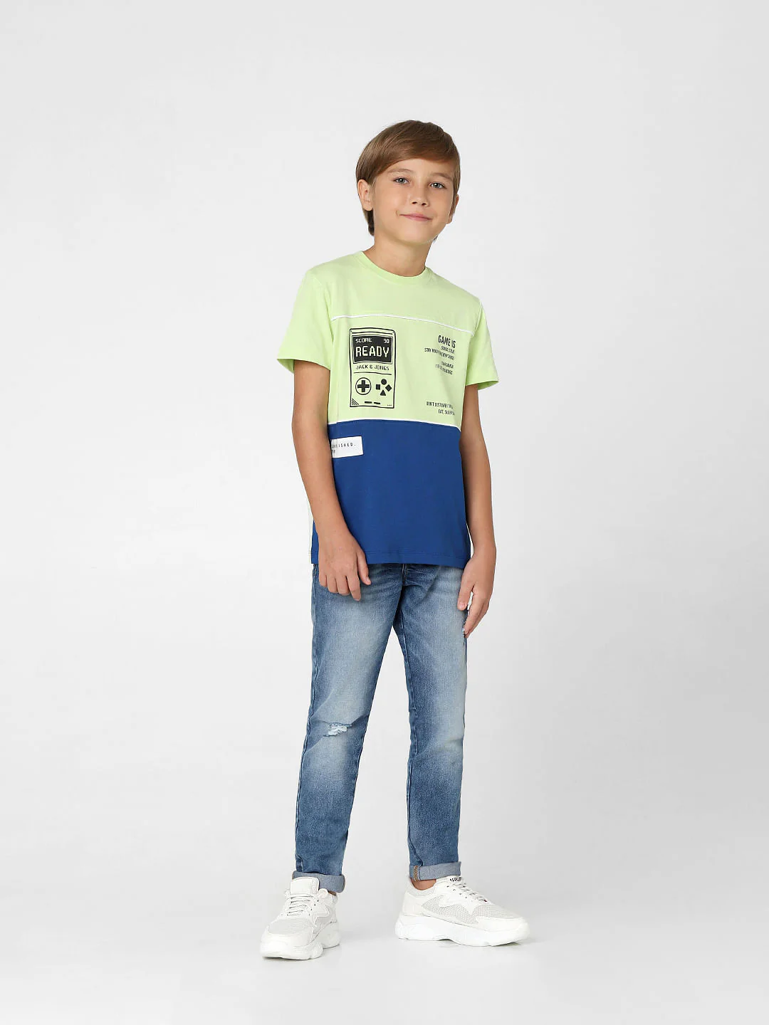 Boys Green Colourblocked Crew Neck T-shirt - Image 6