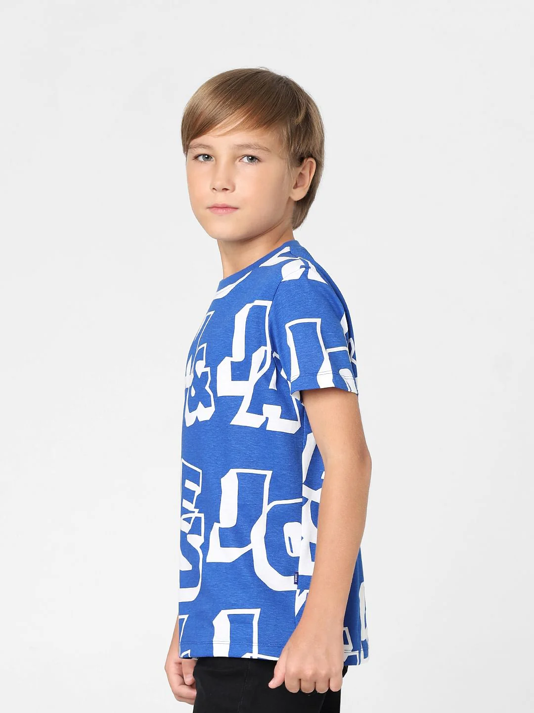Boys Blue Typographic Print Crew Neck T-shirt - Image 3