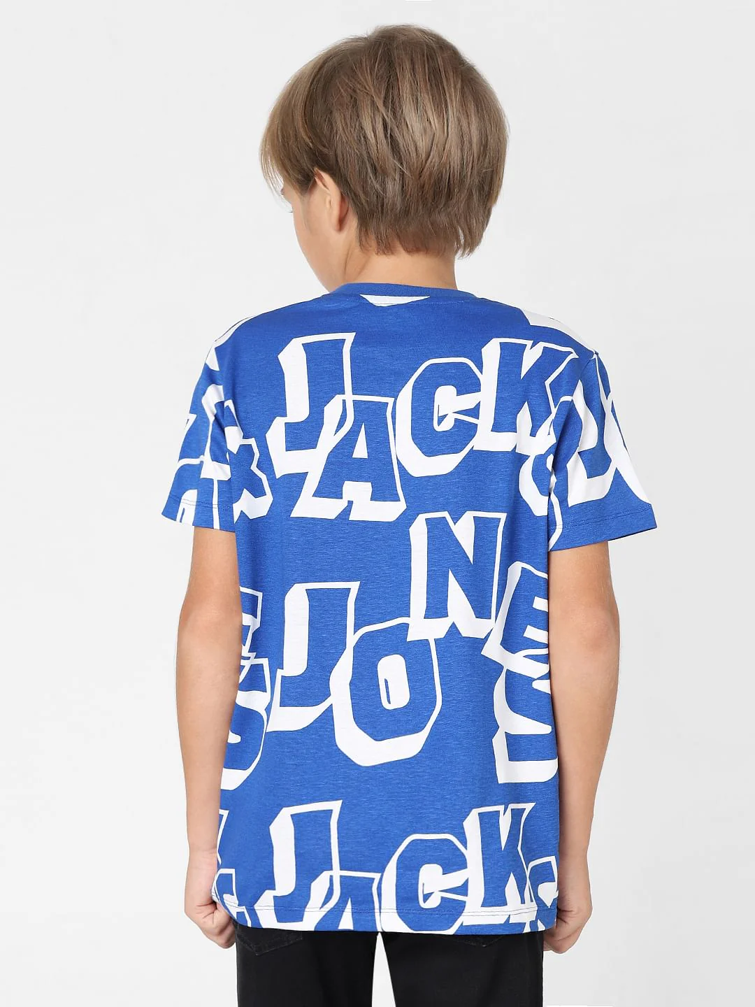 Boys Blue Typographic Print Crew Neck T-shirt - Image 4