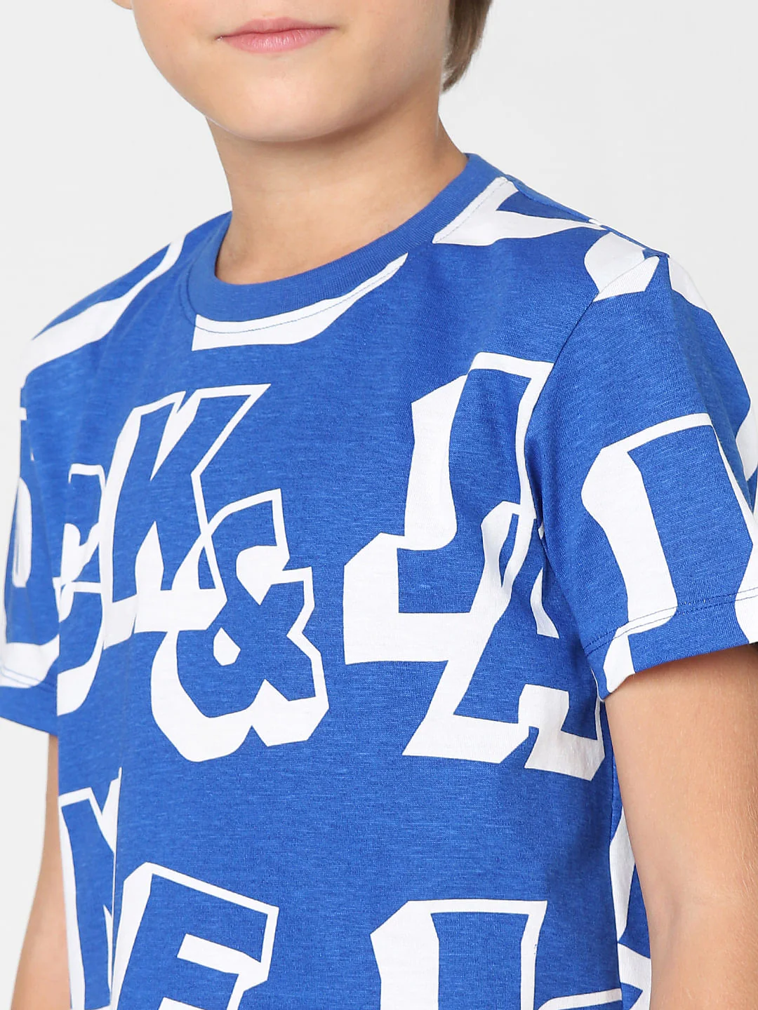 Boys Blue Typographic Print Crew Neck T-shirt - Image 5