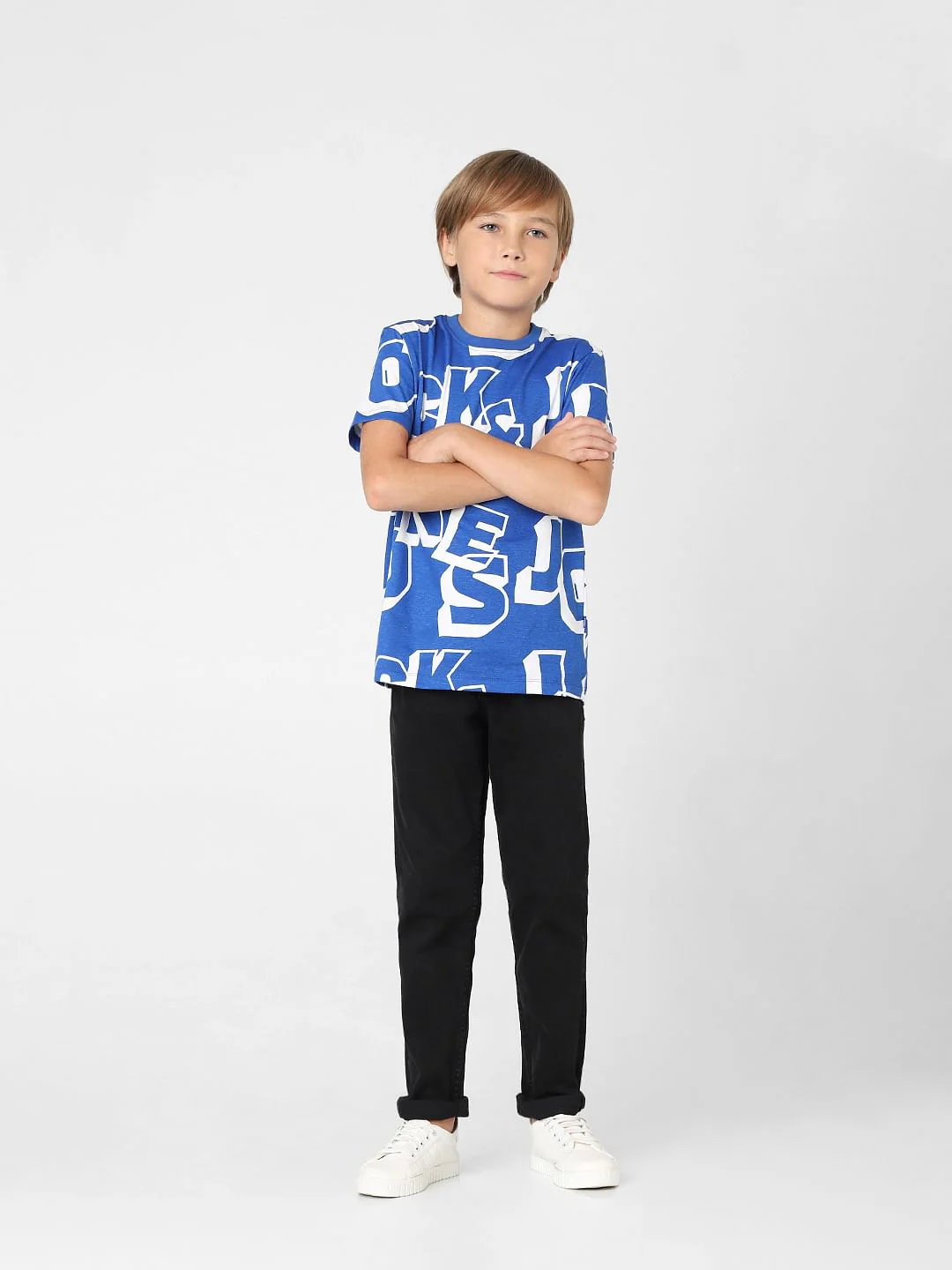 Boys Blue Typographic Print Crew Neck T-shirt - Image 6