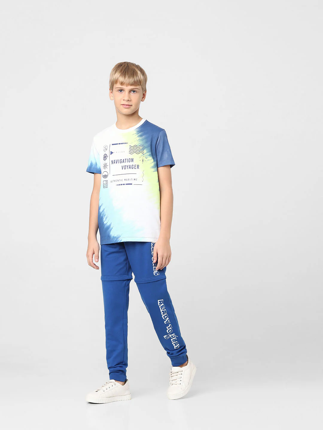 Boys White Printed Crew Neck T-shirt - Image 6